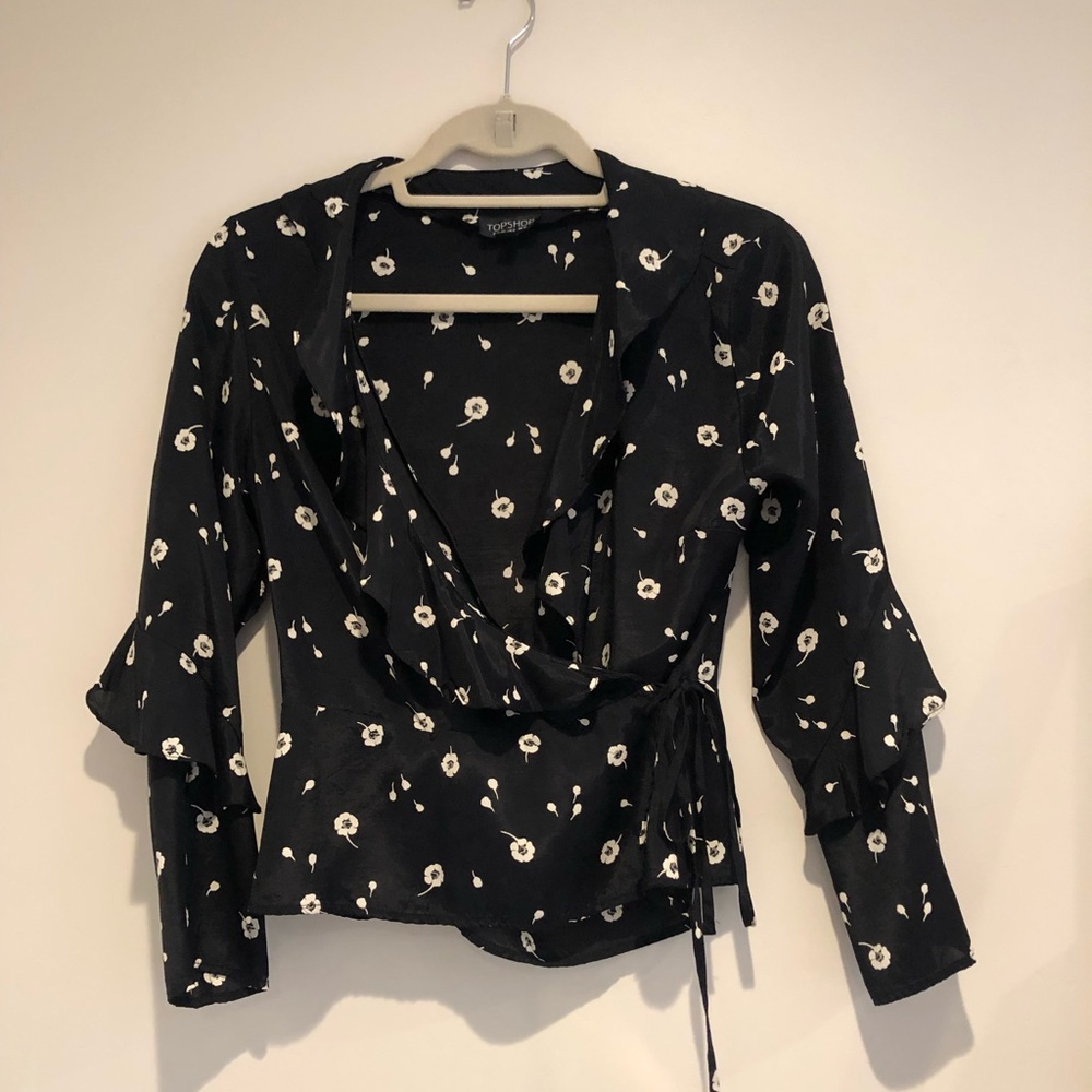 Top Shop floral wrap around blouse
